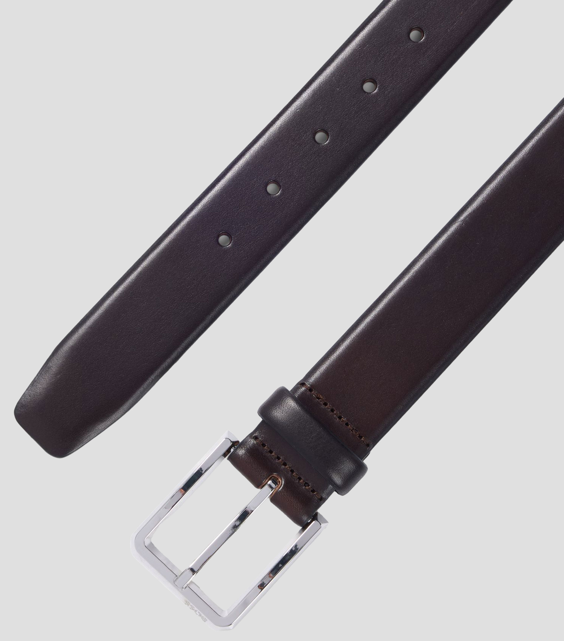 Cinturón BOSS de piel italiana con hebilla de bronce industrial pulido Hombre
